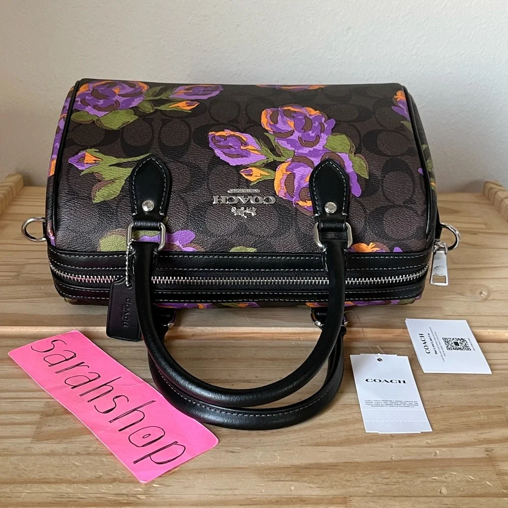 ✅Coach Rowan Satchel In Signature Rose Print - Picture 5 of 12